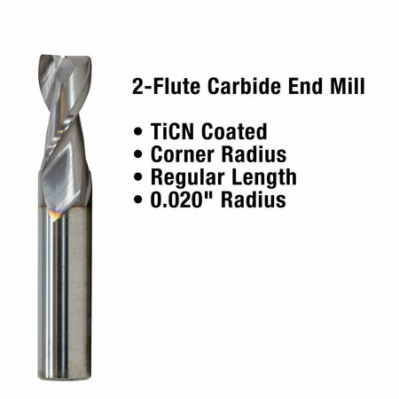 Sowa High Performance Cutting Tools 18DiaX18 Shank 0010 Radius 2Flute Reg Lngth Corner Radius TiCN Green Series Carbide End Mill 153400